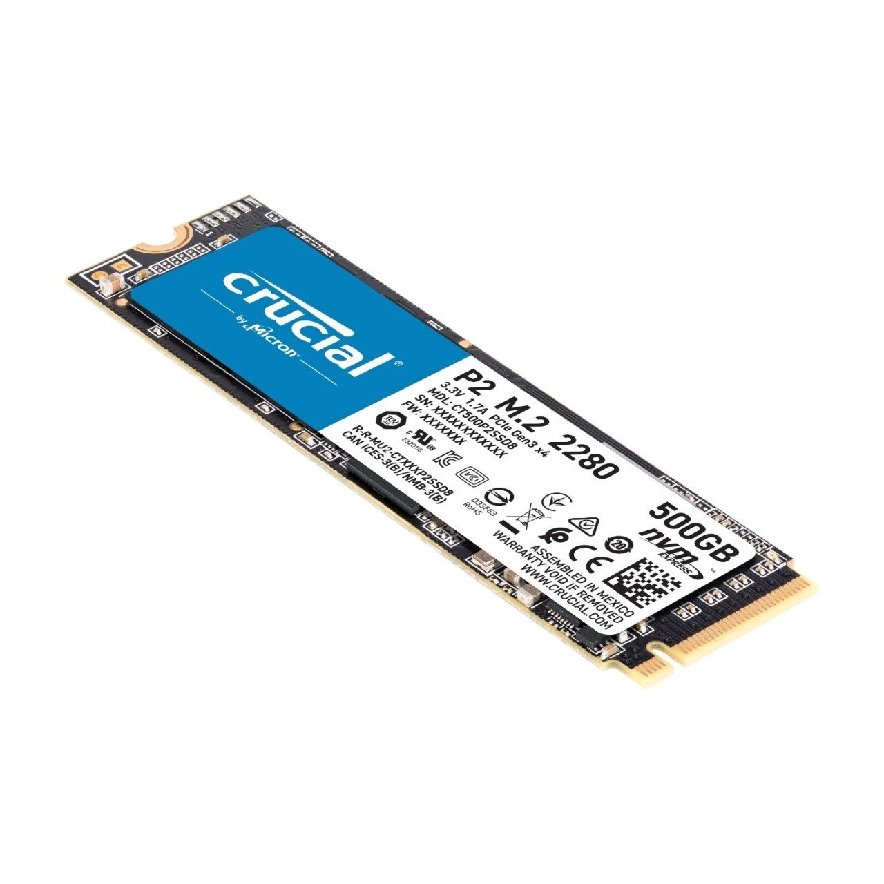 Crucial P2 500GB 2300-940MB/s NVMe PCI-e M2 SSD CT500P2SSD8