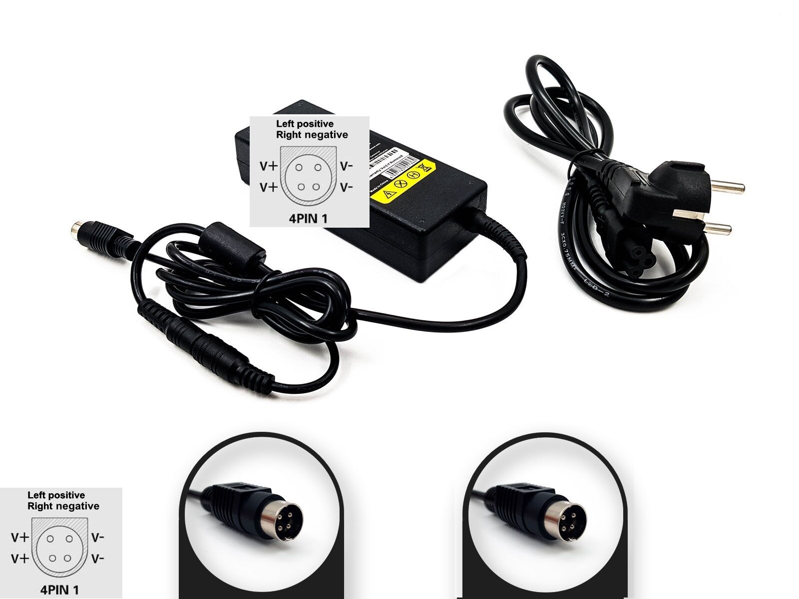12V 7.5A 90W 4-Pin DIN Erkek 4PIN1 AC Adaptör - Şarj Cihazı