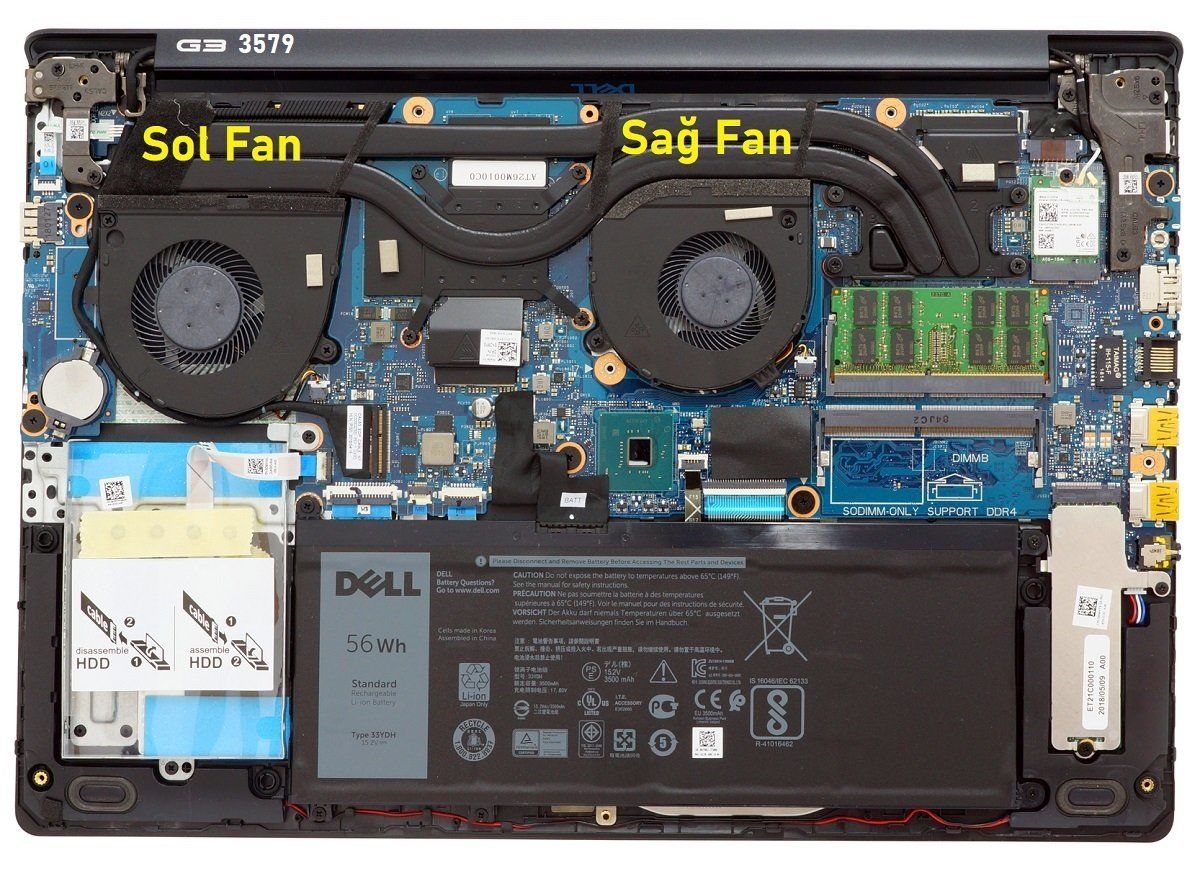 Dell G3 3579 Notebook Fan / Ver.1 (Sağ Fan)