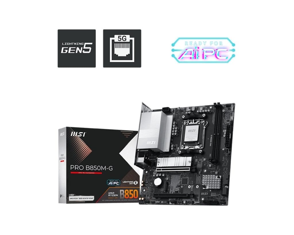 MSI PRO B850M-G M5 DDR5 8200MHZ(OC) HDMI DP 2X M.2 USB 10GBS 5G LAN MATX
