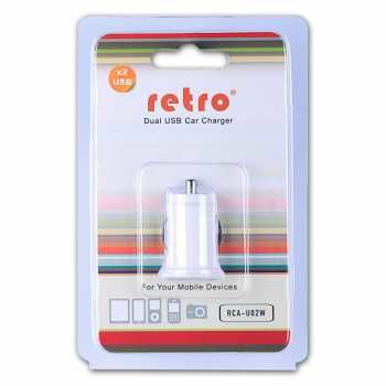 DMax 5V Çift USB Araç Şarj Adaptör Beyaz RETRO