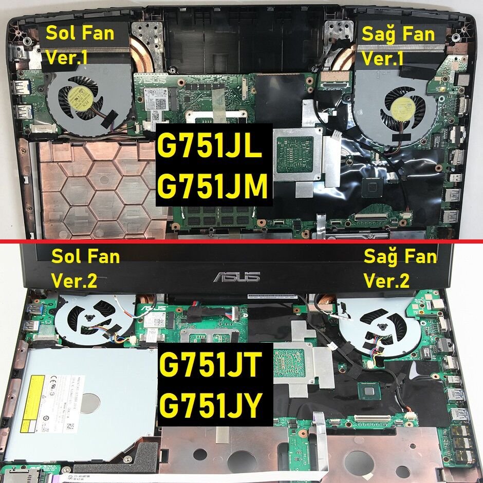 Asus ROG G751, G751J, G751JL, G751Jm, G751Jt, G751Jy Notebook Fan / Sol - Ver.2