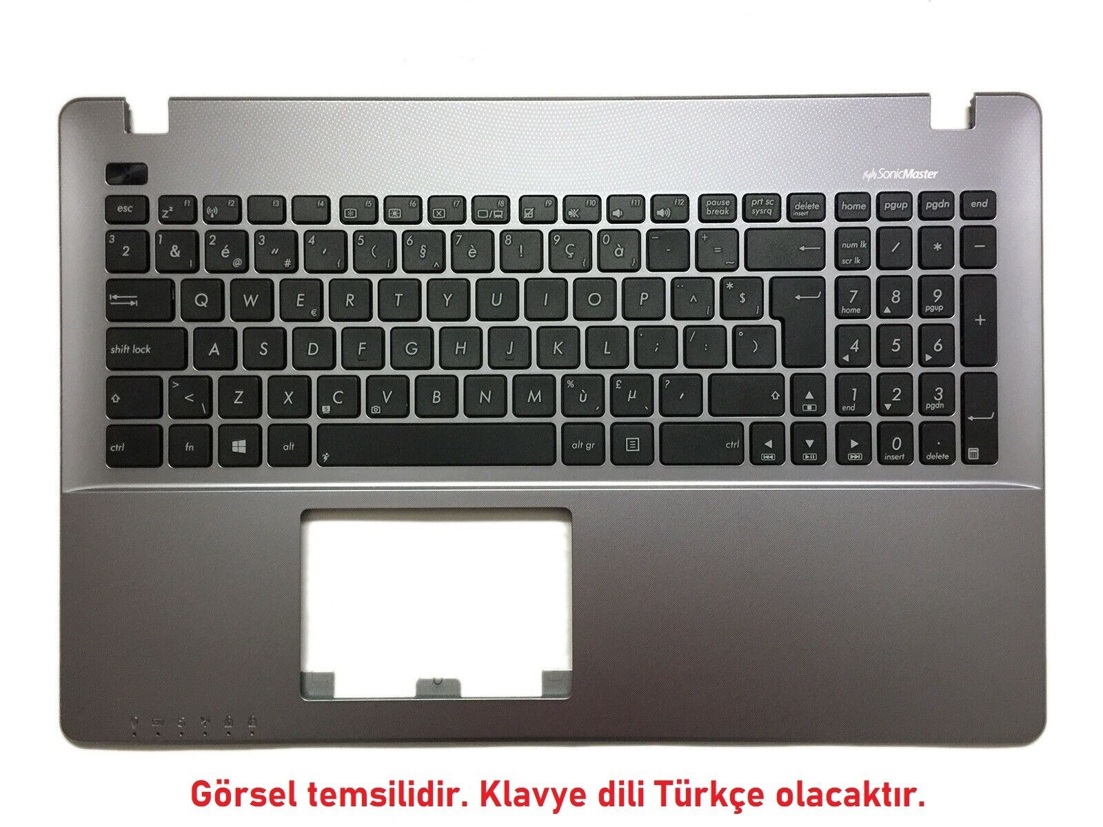 Asus X550J Notebook Klavye - Tuş Takımı / Siyah - TR - Silver Üst Kasa