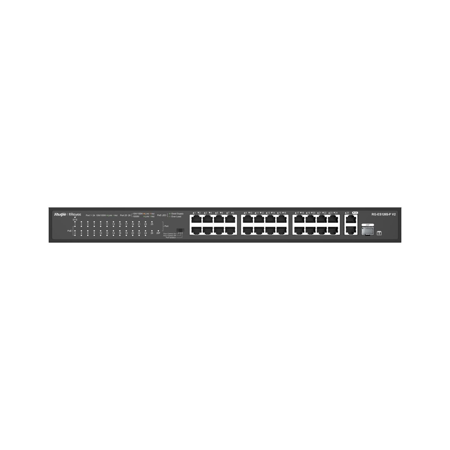 RUİJİE-REYEE RG-ES126S-P V2 24XFE-2XGE/1XGE SFP 370W POE SWİTCH