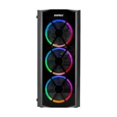 Everest Flat Glass 4x12cm Rainbow Fan Tempered Camlı Bilgisayar Kasası PSU Yok