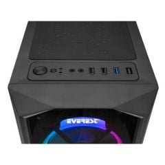 Everest Flat Glass 4x12cm Rainbow Fan Tempered Camlı Bilgisayar Kasası PSU Yok