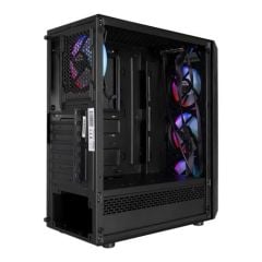 Everest Flat Glass 4x12cm Rainbow Fan Tempered Camlı Bilgisayar Kasası PSU Yok