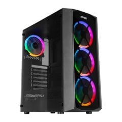Everest Flat Glass 4x12cm Rainbow Fan Tempered Camlı Bilgisayar Kasası PSU Yok
