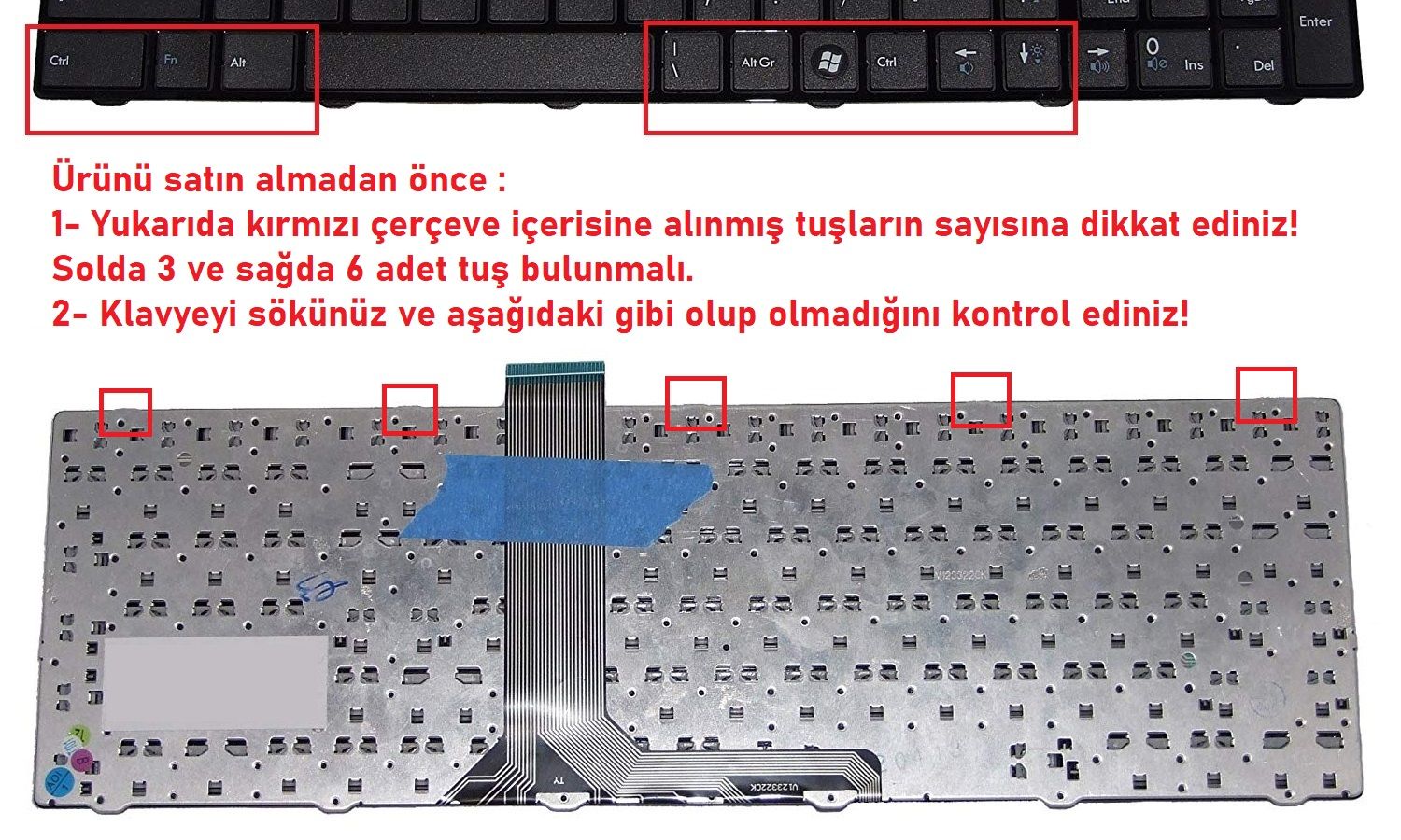 MSI MS-16GA (GE60) Notebook Klavye - Tuş Takımı / Siyah - TR - Ver.1