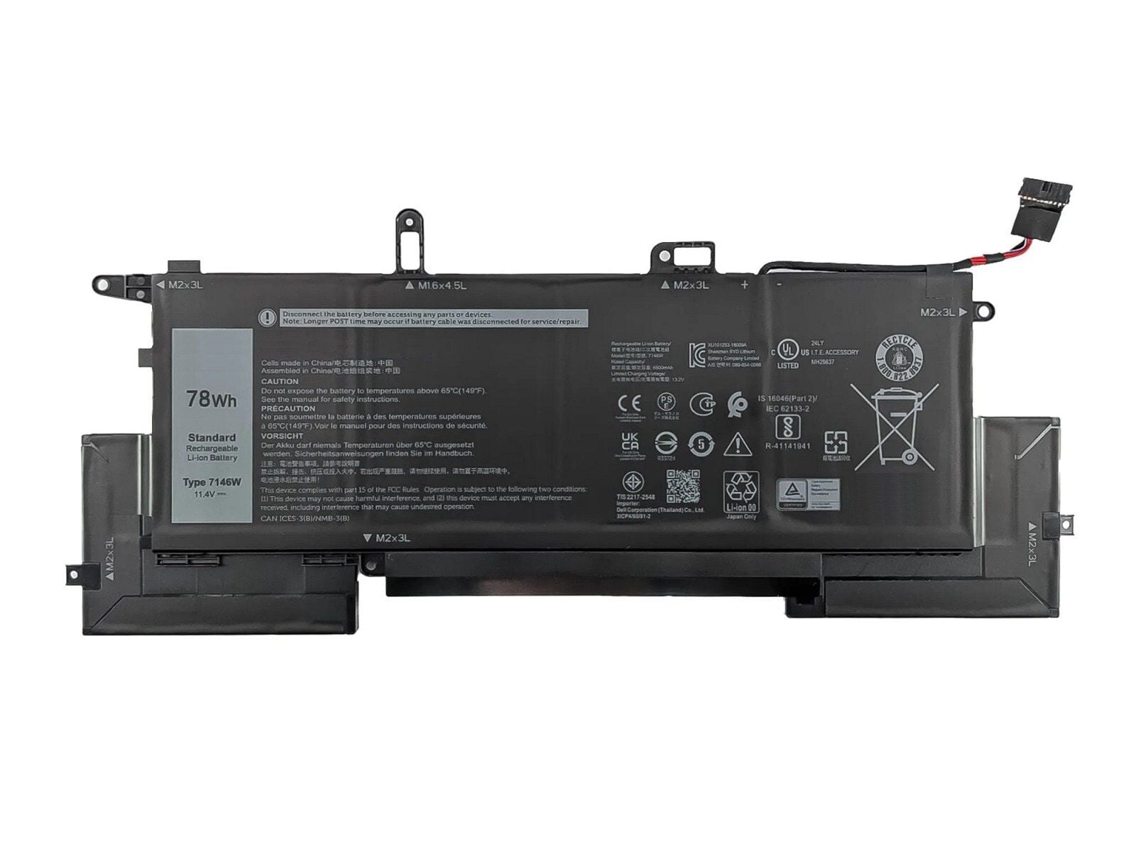 RETRO Dell Latitude 9410, 7146W Notebook Bataryası - Ver.2 - 6 Cell