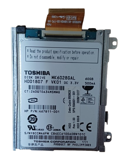 MK6028GAL, HDD1807 A ZK01, Toshiba 60GB ZIF 1.8 Notebook Harddisk Yenilenmiş Ürün