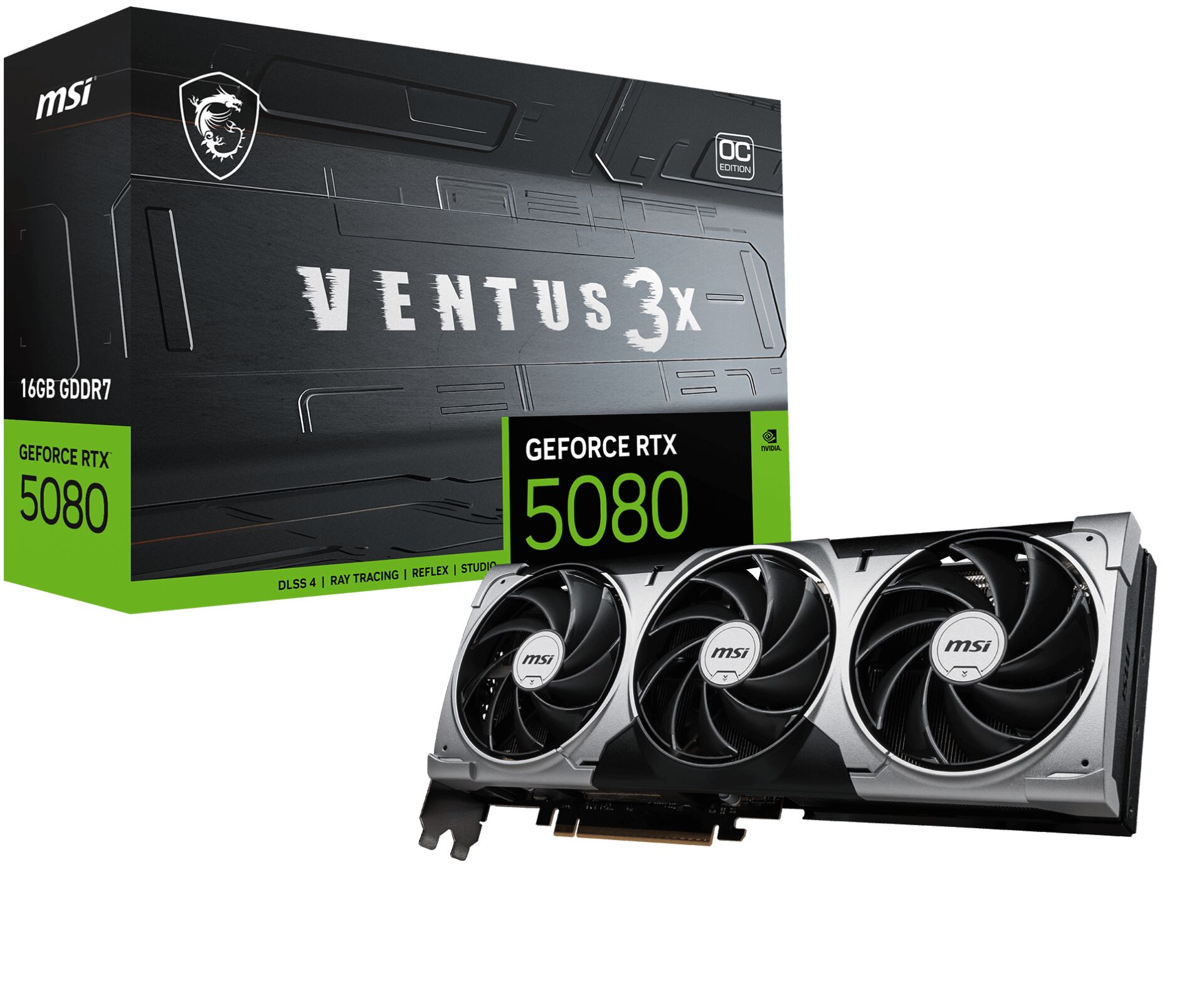 MSI VGA GEFORCE RTX 5080 16G VENTUS 3X OC RTX5080 16GB GDRR7 256 B DX12 PCIE 5.0 X16 (3XDP 1XHDMI)