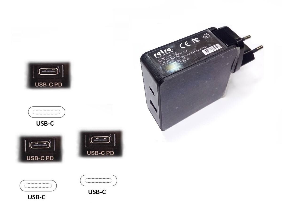 Apple MacBook Pro A1989 (2018) Notebook Adaptör - Şarj Cihazı / RETRO - 2-in-1 USB ve USB-C
