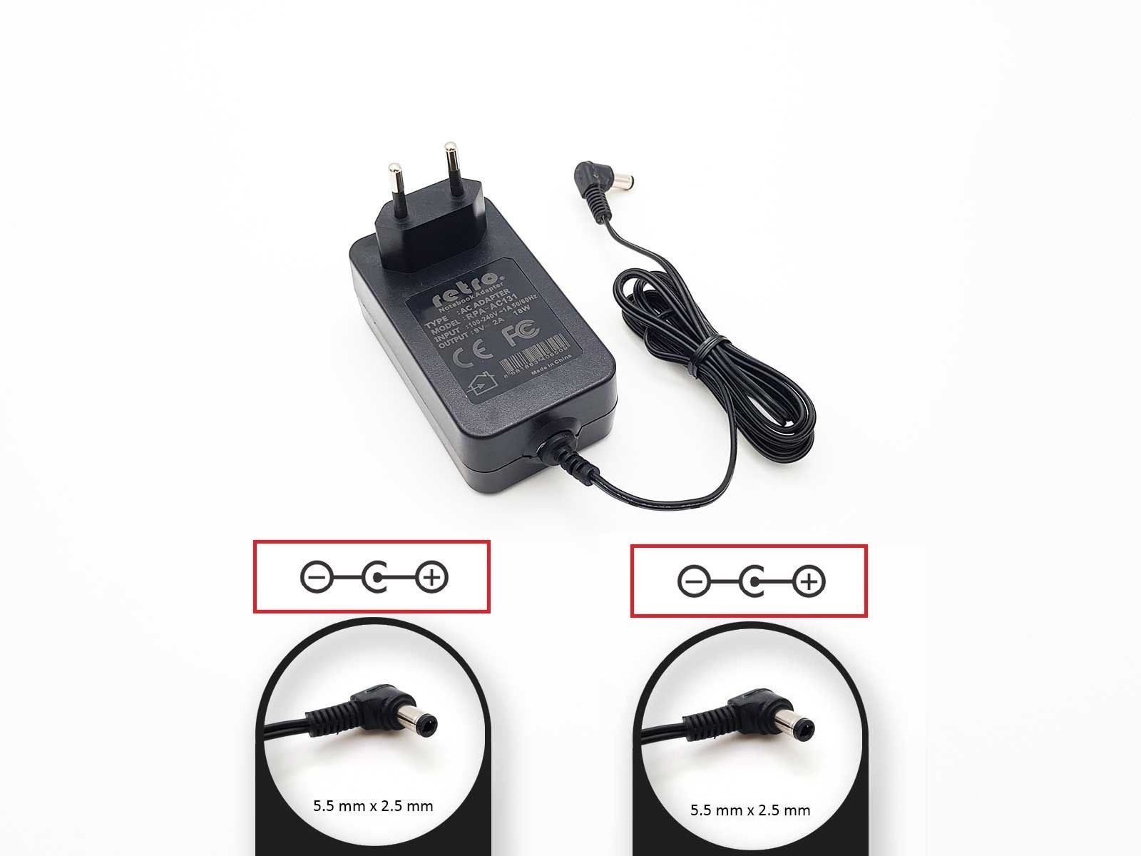 9V 500mA (0.5A) 4.5W 5.5x2.5 mm Adaptör