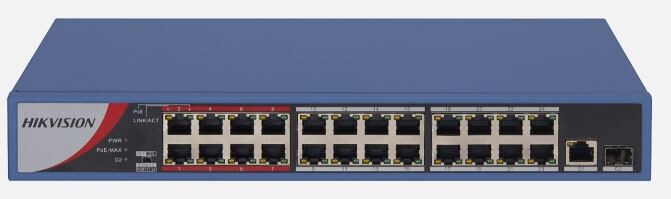 HIKVISION DS-3E0326P-E/M(B) 24xFE+1xGE-1GE/SPF MEGABİT YÖNETİLEMEZ 240W POE SWITCH