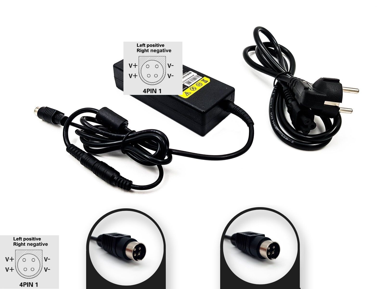 12V 3.33A 40W 4-Pin DIN Erkek 4PIN1 AC Adaptör - Şarj Cihazı