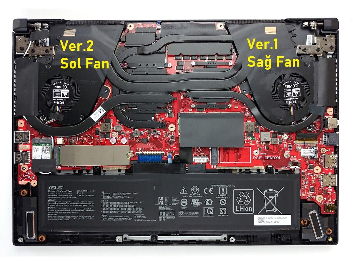 Asus FX516P Notebook Fan / Ver.1 (Sağ Fan) - 12V
