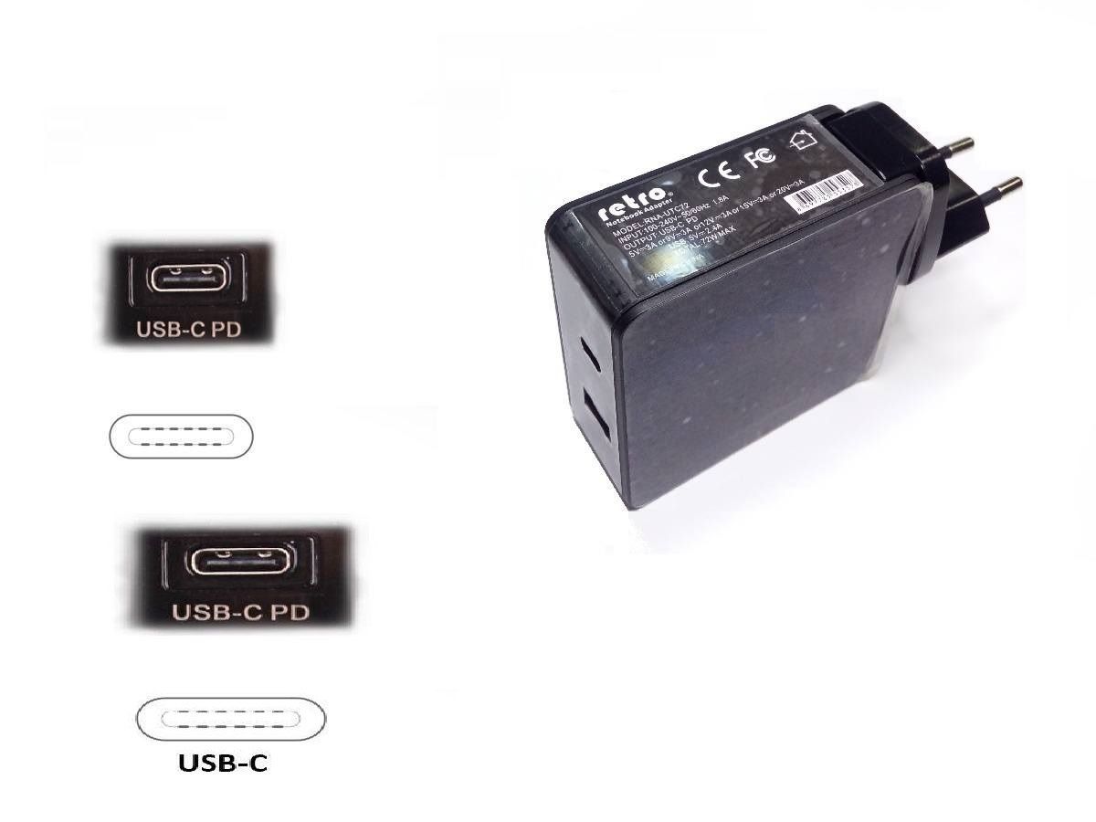 Apple MacBook Pro A1708 (2017) Notebook Adaptör - Şarj Cihazı / RETRO - 2-in-1 USB ve USB-C