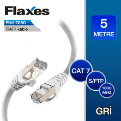 FLAXES FNK-705G CAT7 PATCH KABLO 5 METRE GRİ