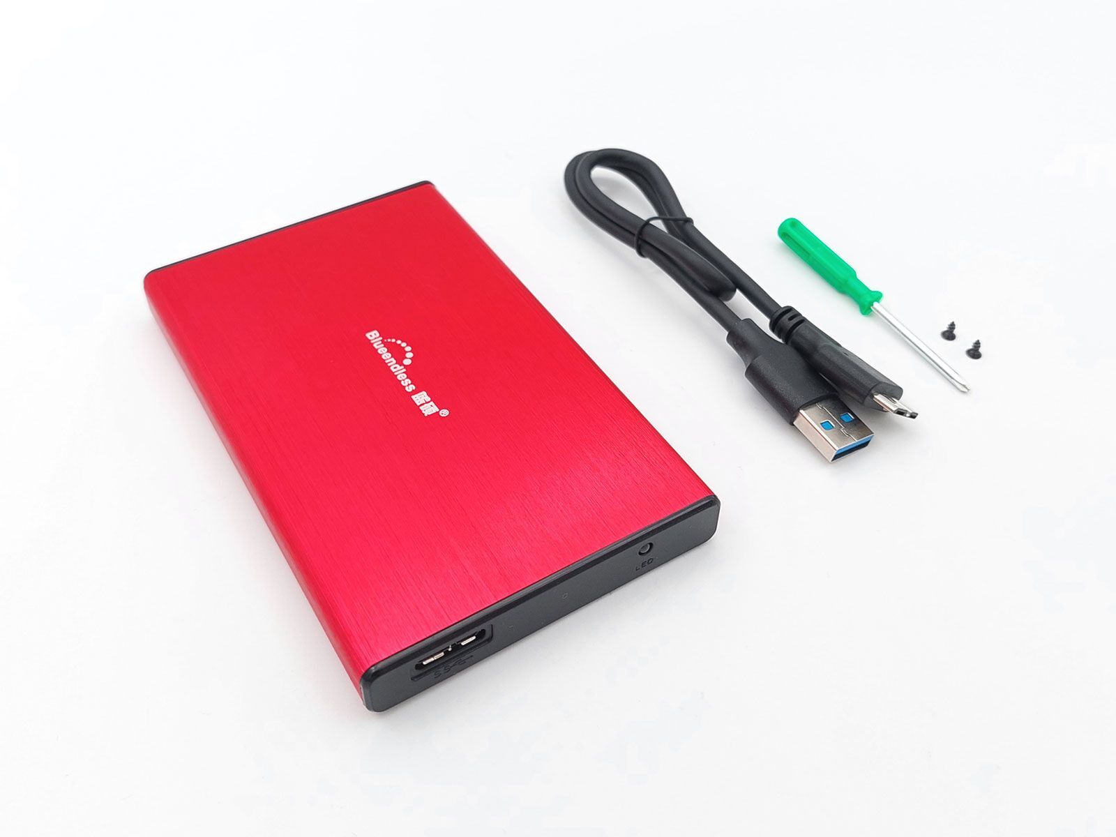 2.5-inch Hard Disk (HDD) Kutusu - USB 3.0 SATA 4.8 Gbps - Fırçalanmış Alüminyum - Kırmızı