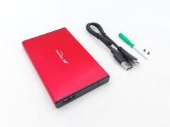 2.5-inch Hard Disk (HDD) Kutusu - USB 3.0 SATA 4.8 Gbps - Fırçalanmış Alüminyum - Kırmızı