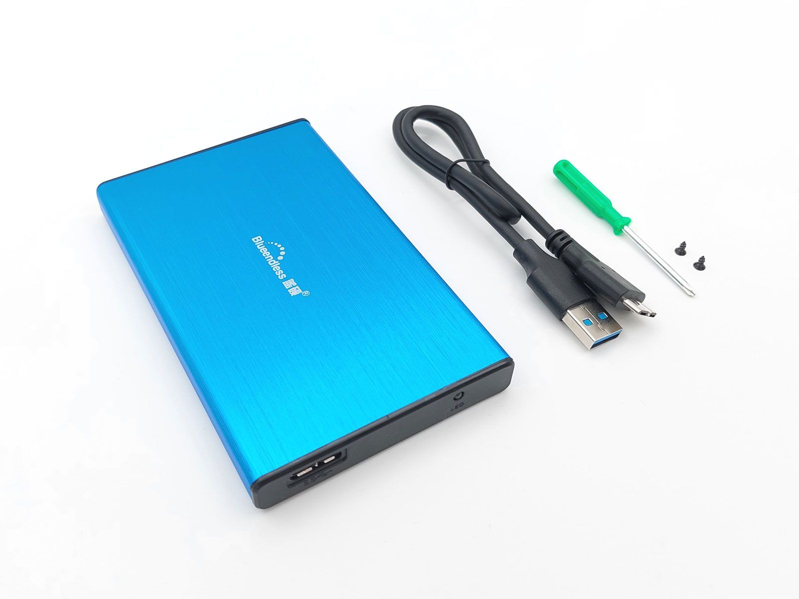 2.5-inch Hard Disk (HDD) Kutusu - USB 3.0 SATA 4.8 Gbps - Fırçalanmış Alüminyum - Mavi