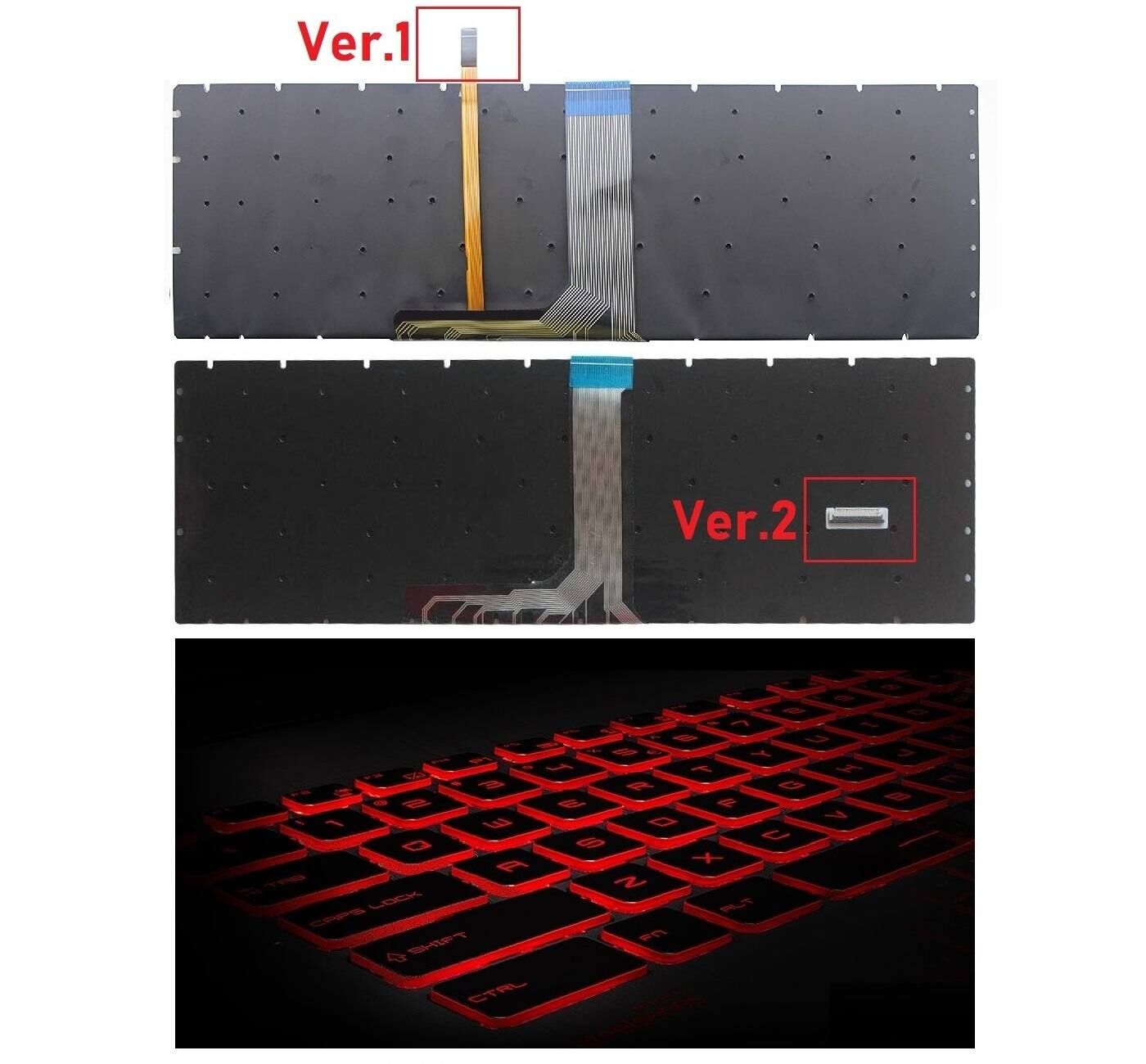 MSI GE73 Raider, GE73 7RD, GE73VR, GE73VR 7RF Notebook Klavye - Tuş Takımı / Ver.1 - Siyah - TR - Backlit - Kırmızı